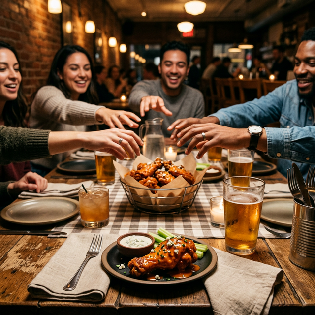 Amigos compartiendo comida